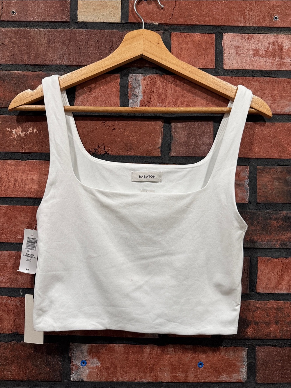 Babaton White Square-Neck Cropped Tank